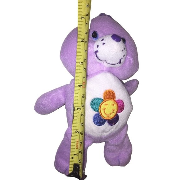 HARMONY Bear Care Bears Plush Toy Purple with colorful Flower on Belly - 7" Tall - Picture 6 of 6